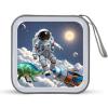 BTCOWZRV Funny Astronaut Dinosaur Rocket CD Case Hard Plastic 40 Capacity DVD Case Holders Wallet Portable Zipper CD Case DVD Storage Binder Disc Storage Organizer for Car Home Office Travel view 1