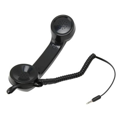 Badafaci Retro Phone Handset with 35mm Jack Classic Telephone Receiver for Smartphones Reduce Radiation Clear Sound for Elderly Parents ABS Material Universal Compatibility Comfortable (Black)