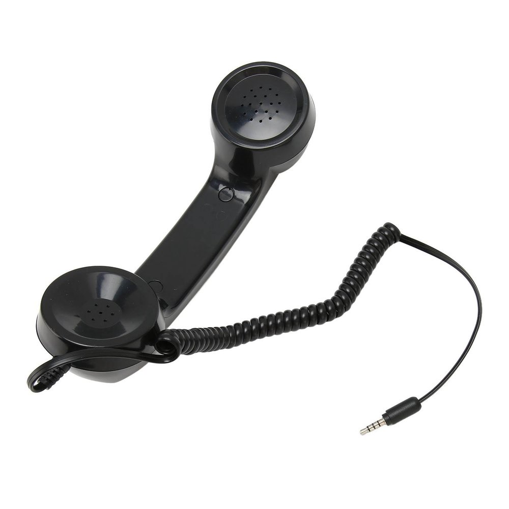 Badafaci Retro Phone Handset with 35mm Jack Classic Telephone Receiver for Smartphones Reduce Radiation Clear Sound for Elderly Parents ABS Material Universal Compatibility Comfortable (Black)
