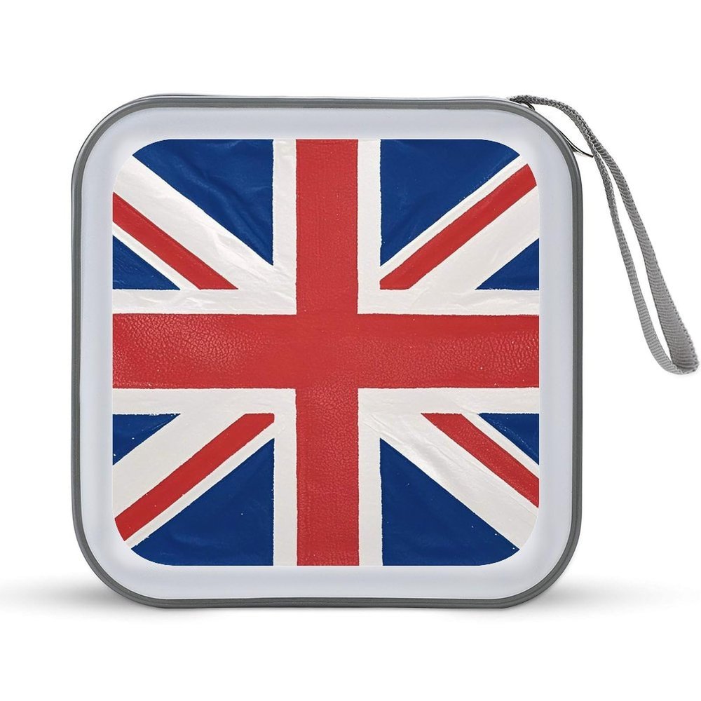 BTCOWZRV British Flag CD Case Hard Plastic 40 Capacity DVD Case Holders Wallet Portable Zipper CD Case DVD Storage Binder Disc Storage Organizer for Car Home Office Travel