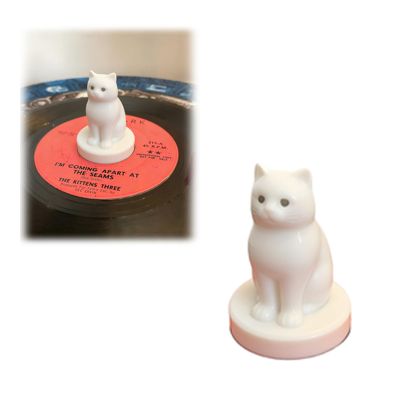 for 45 RPM Vinyl Records  Cat for 45 Record Adapter, Compatible with Most Turntable Spindles, Cute Vinyl Accessory in Multiple Colors (White)