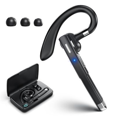 Bluetooth Headsets, Wireless Bluetooth 5.4 Earbuds with 100Hrs Playtime, Dual Noise Cancellation Wireless Earpieces, Built-in Mic & Mute Button and 500mAh Hands-Free Charging Case for Business/Driving