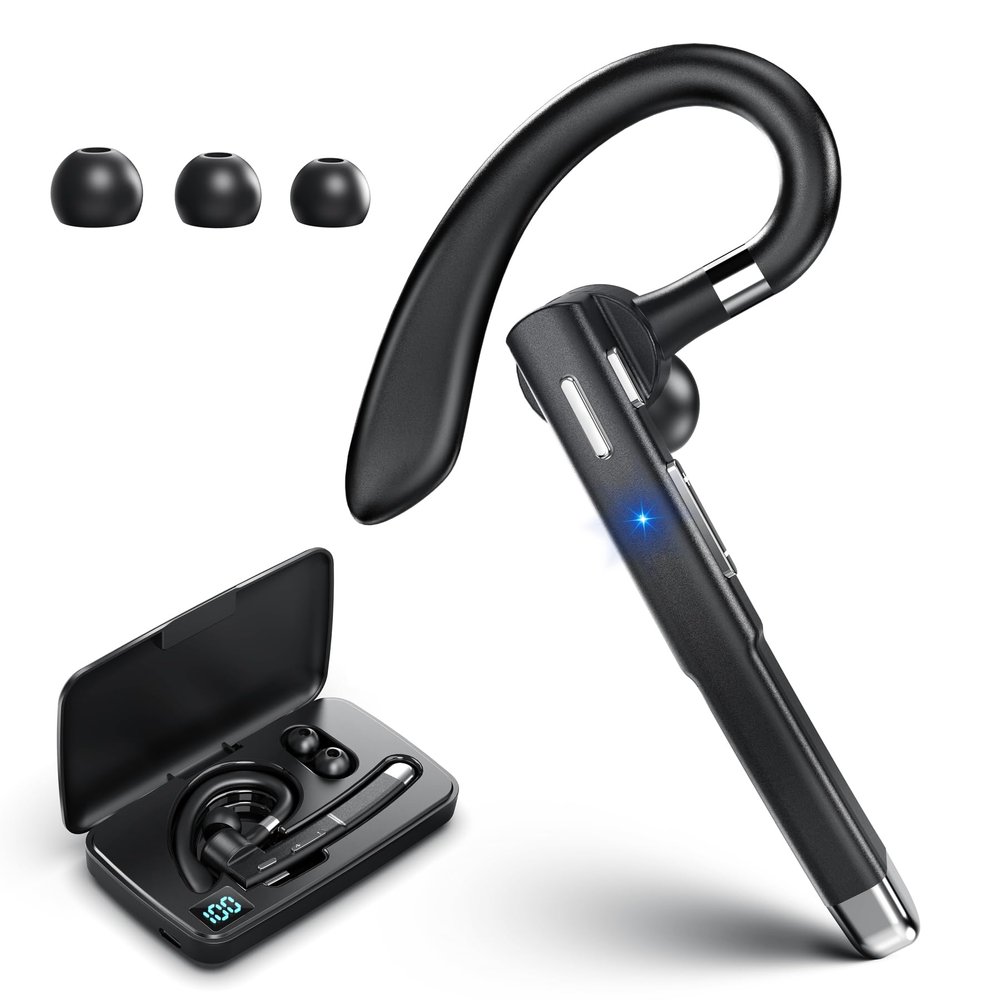 Bluetooth Headsets, Wireless Bluetooth 5.4 Earbuds with 100Hrs Playtime, Dual Noise Cancellation Wireless Earpieces, Built-in Mic & Mute Button and 500mAh Hands-Free Charging Case for Business/Driving