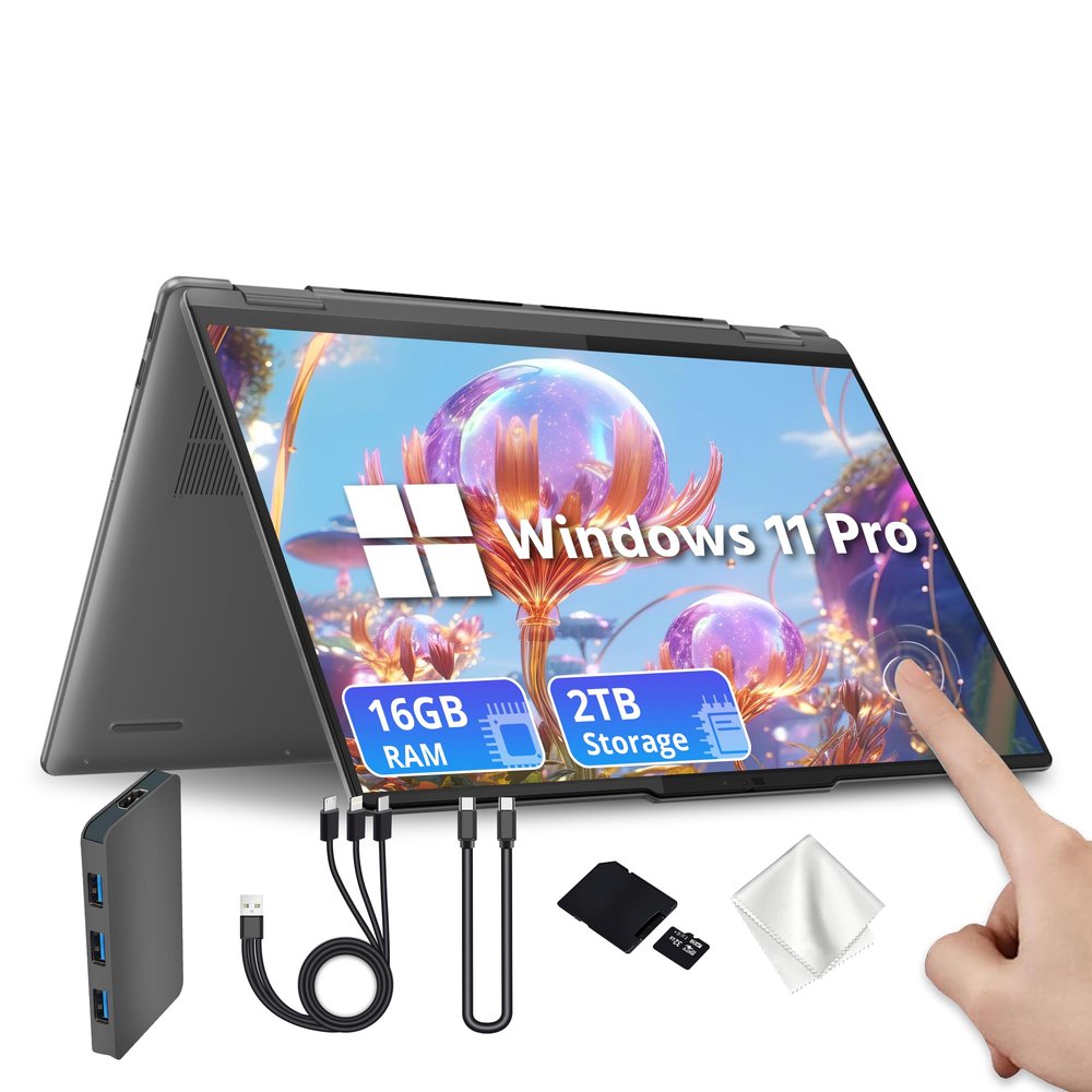 Lenovo Yoga 7i 2-in-1 16" WUXGA Touchscreen Laptop, Intel Ultra 7 155U, 16GB LPDDR5X, 2TB Storage(1TB SSD&1TB Docking), Fingerprint Reader, Backlit Keyboard, WiFi 6E, Win 11 Pro, Grey