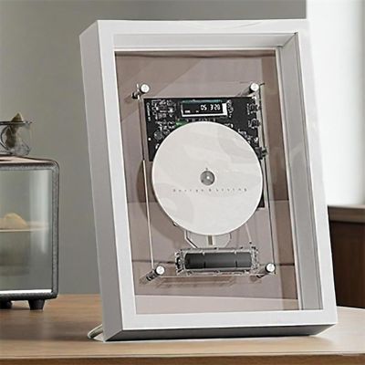 Wall Mountable CD Player, CD Decorative Photo Frame, 5.0 Bluetooth/3.5mm AUX Output, W/Remote Control and LED Screen, Without Speakers,White