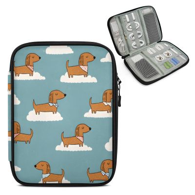 Adornori Dachshund Dog Cord Organizer Travel Pouch Tech Electronic Accessories Case Vintage Clouds Cable Storage Bag for Charger, SD Card, USB