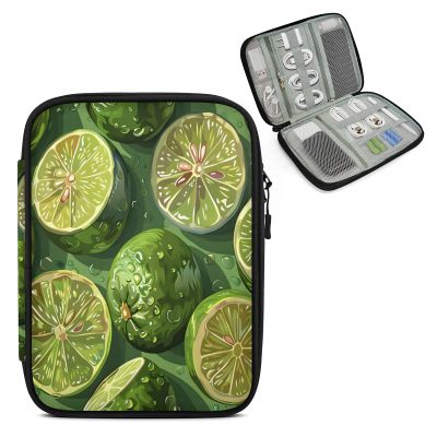 Adornori Fruit Lemon Green Cord Organizer Travel Pouch Tech Electronic Accessories Case Cable Storage Bag for Charger, SD Card, USB