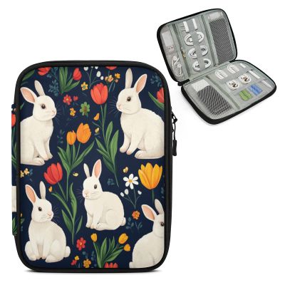 Adornori Bunny Tulip Cord Organizer Travel Pouch Tech Electronic Accessories Case Cable Storage Bag for Charger, SD Card, USB