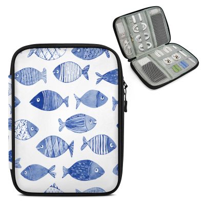 Adornori Fish Cord Organizer Travel Pouch Tech Electronic Accessories Case Ocean Cable Storage Bag for Charger, SD Card, USB