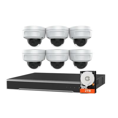 8 Channel IP Camera System, 4K 8ch PoE NVR Kits 2TB HDD + 6 x 4MP IP Turret Cameras ECI-D14F2, 2.8mm H.265+, 120dB WDR, EXIR 2.0 with 100ft