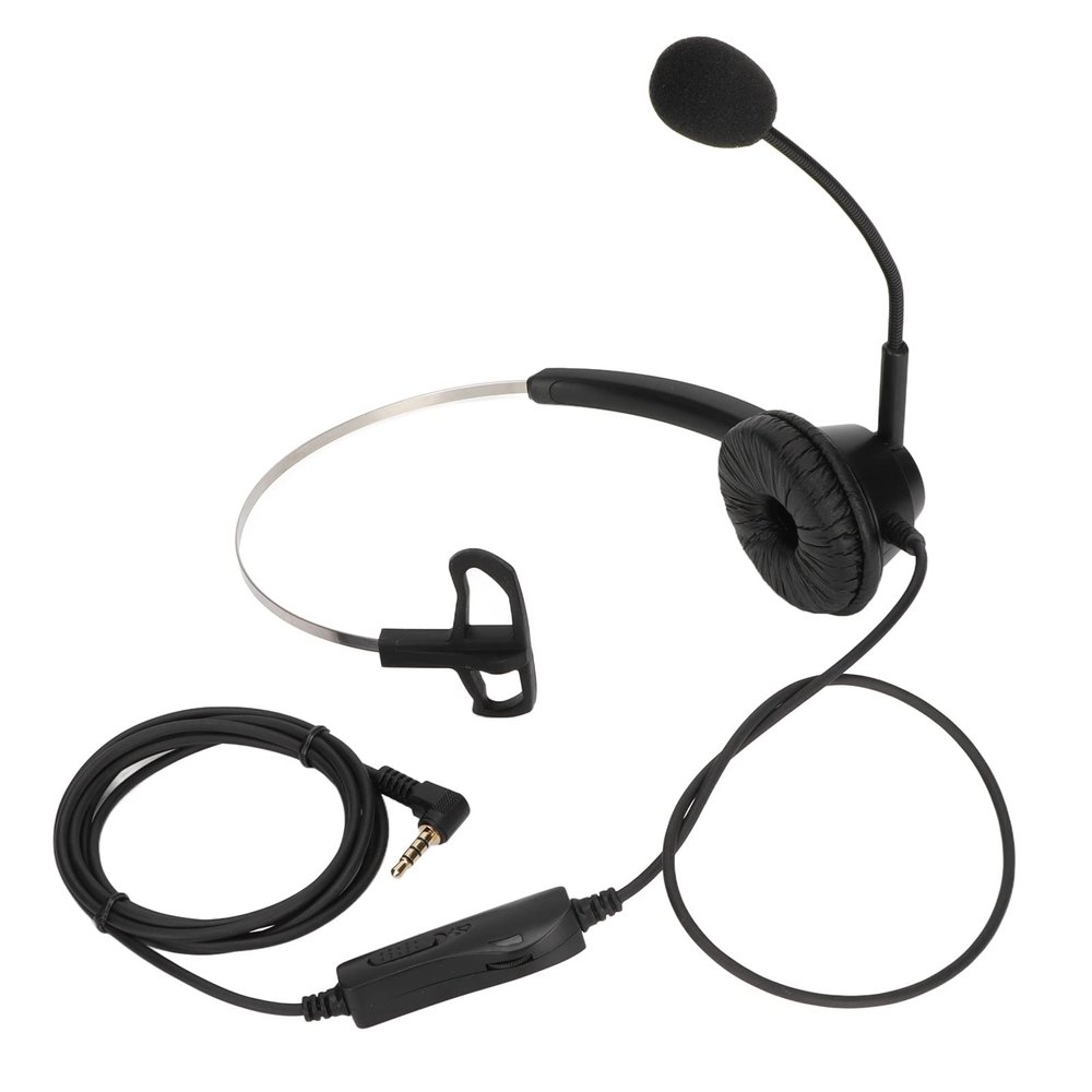BowyTrading Telephone Headphone with Noise Cancelling, Wired Business Headset for Call Center Office, Single Ear Headphone with Mic Mute, 3.5mm Elbow Plug Headset for Customer Service and Tele