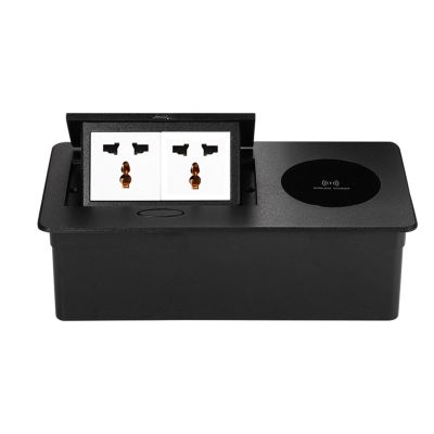 FFDSDUH Power Strips Pop-Up/Embedded Desktop Office Socket, Power Mobile Phone Wireless Charging Embedded Pop-Up(Black)