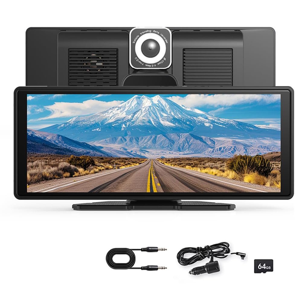 10.26" Car HD On-Dash Cameras System for Mazda CX-60 CX-7 CX-70 2006-2026,Dash Cam Stereo Touch Screen IPS Touchscreen Carplay Android Auto Bluetooth GPS-64G,A: Front-Only Recording