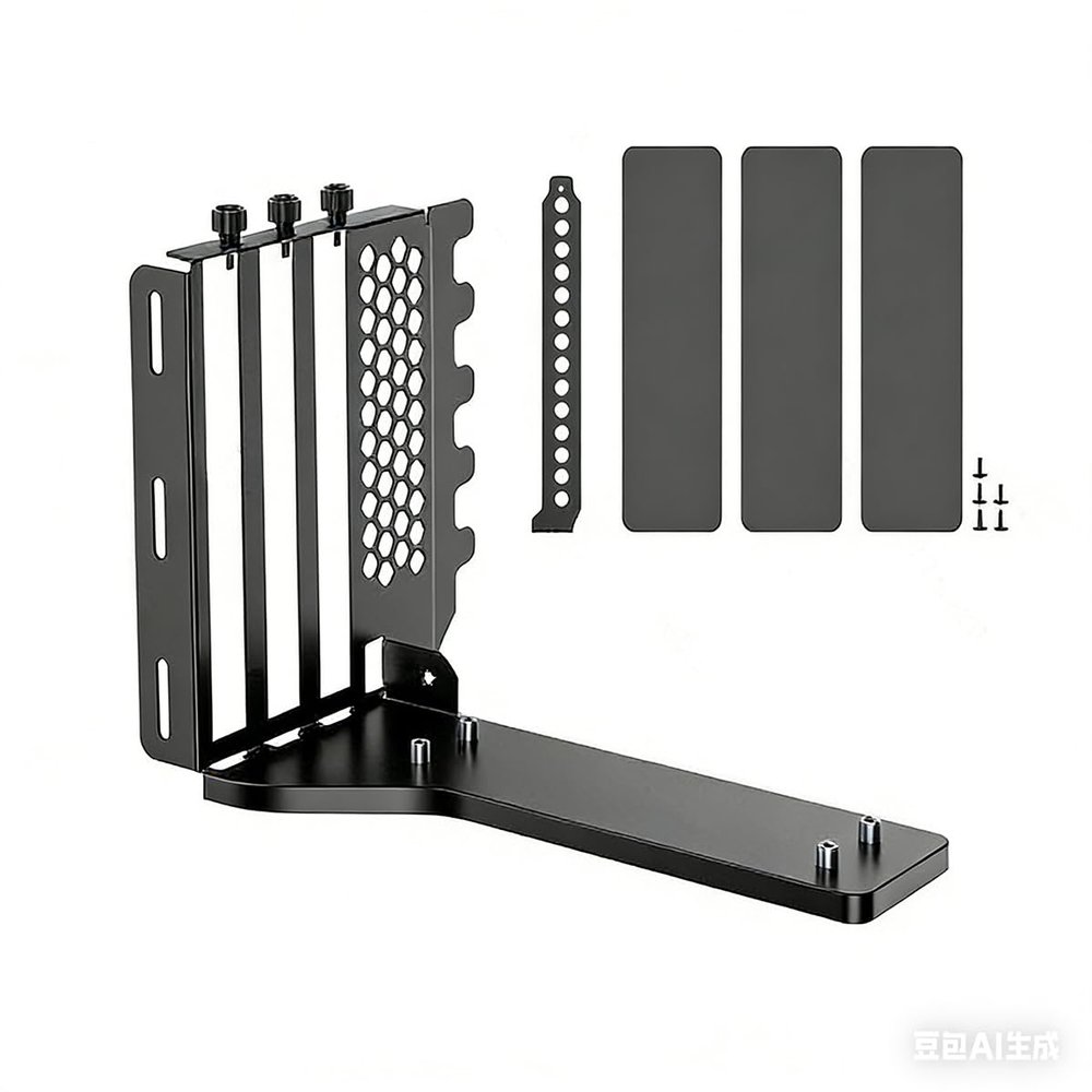 AoQhir PCIe x16 Vertical GPU Mount Bracket 3-Slot 90 Degree Graphics Card Case Support PCIe 4.0 for ATX MATX EATX Chassis (Black)
