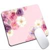 Pink Rose Floral Mouse Pads for Desk, Portable Computer Mouse Pad Small Square Mousepad, Non-Slip Rubber Base Design for Office Desk Accessories 9.5" x 7.9" view 1