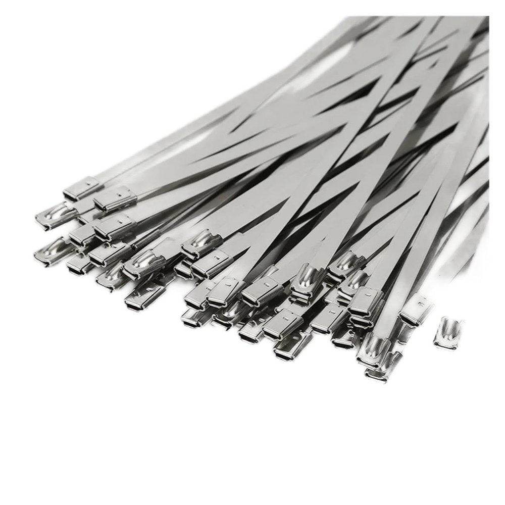 100Pcs 304 Stainless Steel Self-Locking Cable Ties, Multifunctional Coated Metal Zip Ties For Exhaust Wrap & Locking(4.6x600mm)