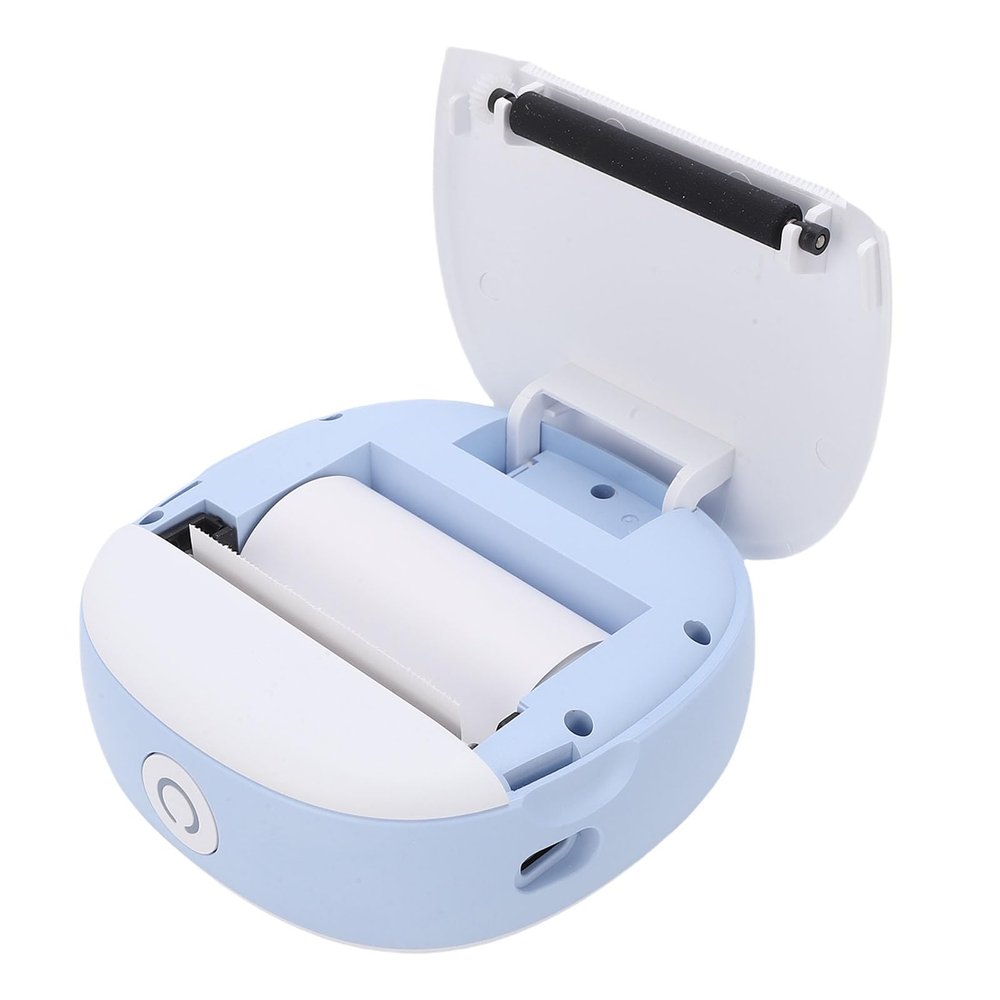 Yunseity Portable Thermal Printer, Compact Photo Label Barcode Printer with APP Connection Black and White Barcode for Students Phone (Blue)