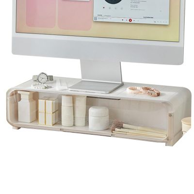 Monitor Stand Riser - White Ergonomic Desk Organizer with Anti Slip Base, Computer Monitor Elevated , Underneath Storage for Home, Office, School, Workplace, PC and Printer Use