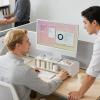 Monitor Stand Riser - White Ergonomic Desk Organizer with Anti Slip Base, Computer Monitor Elevated , Underneath Storage for Home, Office, School, Workplace, PC and Printer Use view 3