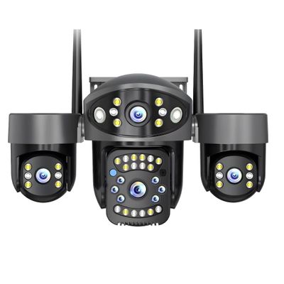 LNBBEQ 10K 20MP WiFi Security Camera Outdoor 4 Lens 4 Screen 360 PTZ Camera Auto Motion Tracking CCTV 12X Zoom Surveillance(US Plug,WiFi Camera)