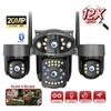LNBBEQ 10K 20MP WiFi Security Camera Outdoor 4 Lens 4 Screen 360 PTZ Camera Auto Motion Tracking CCTV 12X Zoom Surveillance(US Plug,WiFi Camera) view 2