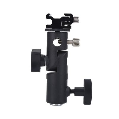 Yoidesu Universal E Type Camera Flash Mount, Aluminum Alloy Flash Bracket with Hot Shoe Adapter and Umbrella Holder for Light Stand and Tripod