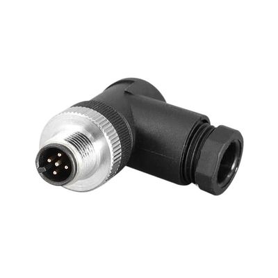 LOKLNEYK 1pcs M12 Connector 4pin 5pin M12-8 Water Proof Male&Female Plug Screw Threaded Coupling A Code Connectors(5PlN-Elbow Male)