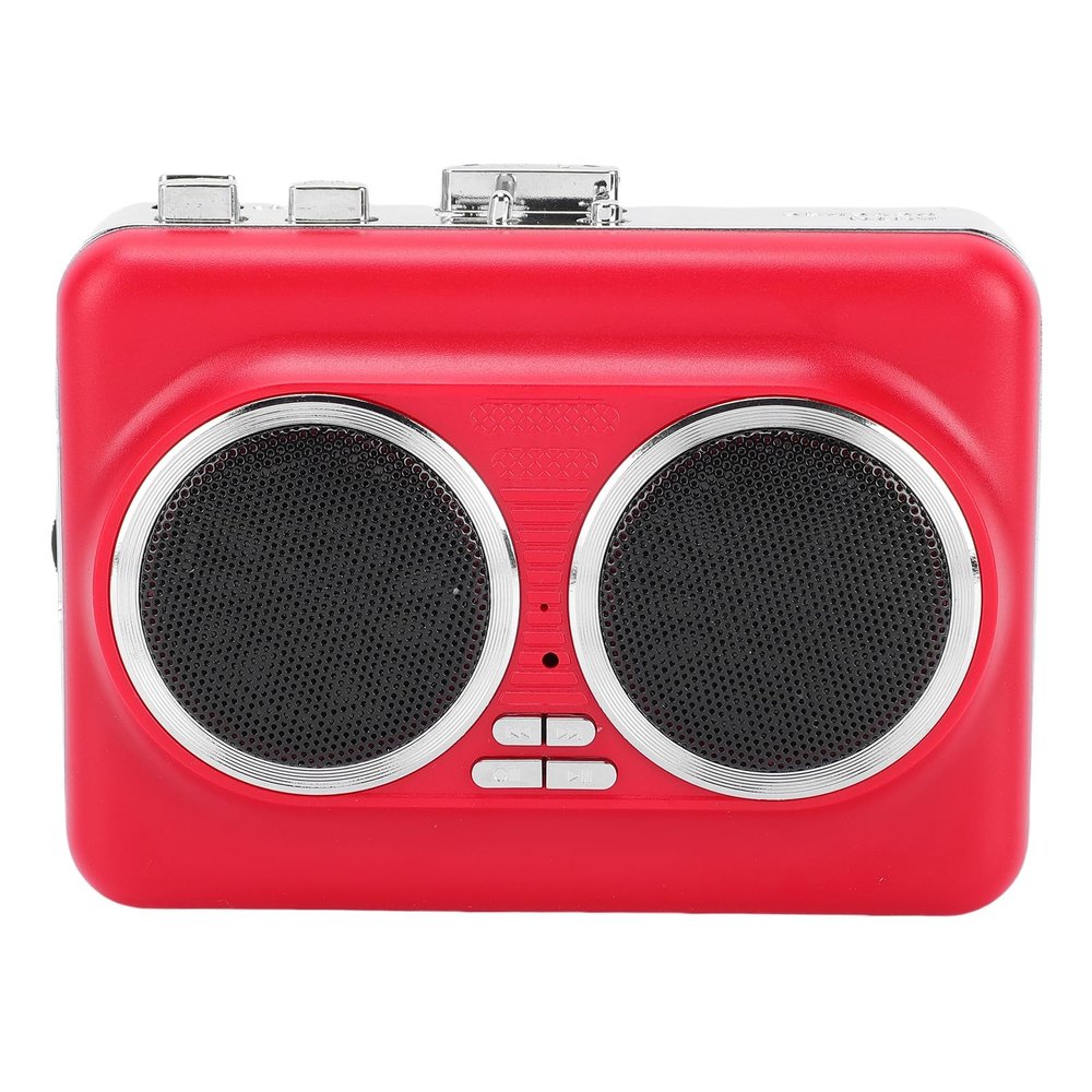 banapoy Cassette Tape Player, Portable Cassette to MP3 Converter with Built in Speaker and USB Digital Recording, for Headphones Earbuds Car Speakers via 3.5mm AUX (Red)