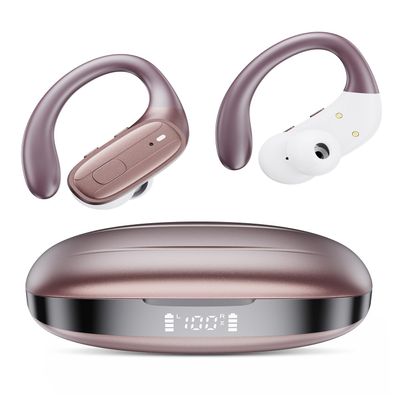 Wireless Earbuds, Sports Bluetooth 5.4 Headphones, Ear Buds with ENC Noise Canceling Mic, 80Hr Playtime Earphones, Palm-Sized, LED Power Display, IPX7 Waterproof Headset for Workout Running, Rosegold
