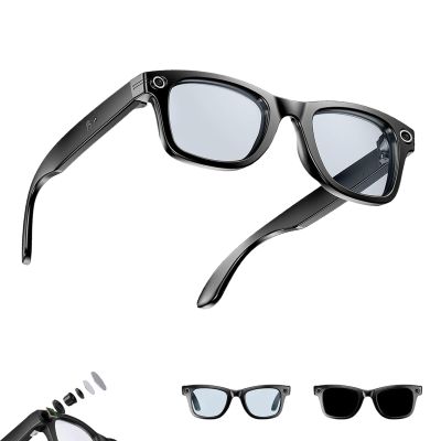 XKSMBG Cyanvue Smart Glasses, Cyanvue AI Smart Glasses, 8mp Camera Glasses with Music & Call Features, Waterproof AI Bluetooth Smart Eyewear with Camera, Anti-Blue Light Eyewear Everyday Wear (Gray)