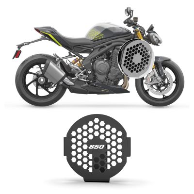 Xin Hon Suitable for Speed Twin Triple 1200 RS/RR Tiger900/1200/GT Bonneville T100/T120 Thruxton Scrambler 2025 motorcycle horn cover/speaker cover protection. (Black,logo850)