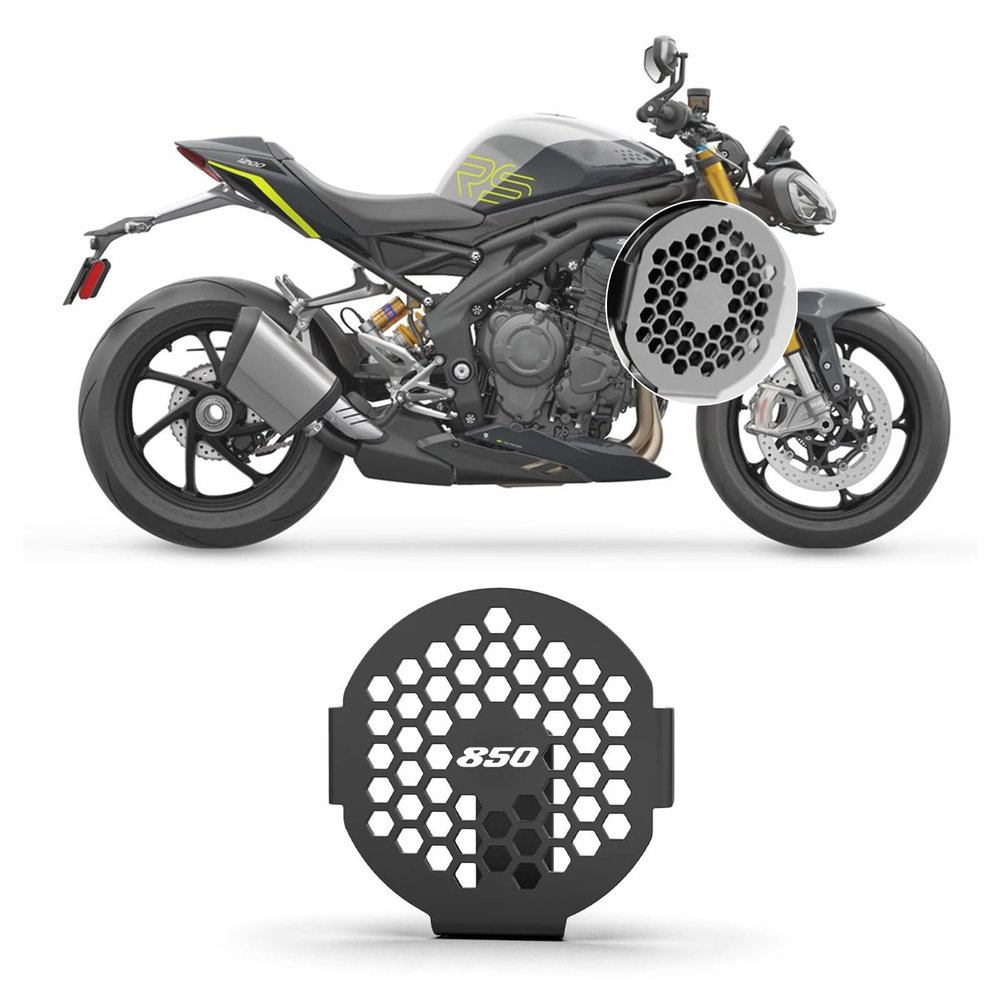 Xin Hon Suitable for Speed Twin Triple 1200 RS/RR Tiger900/1200/GT Bonneville T100/T120 Thruxton Scrambler 2025 motorcycle horn cover/speaker cover protection. (Black,logo850)