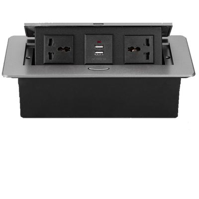 FFDSDUH Power Strips Multimedia Pop-Up Desktop Socket, Hidden Embedded Waterproof Design, Computer(Silver)