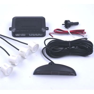 Car LED Parking Sensor 4 kit Display Reverse Backup Radar Monitor System Assistance Universal 7 Colors(White)