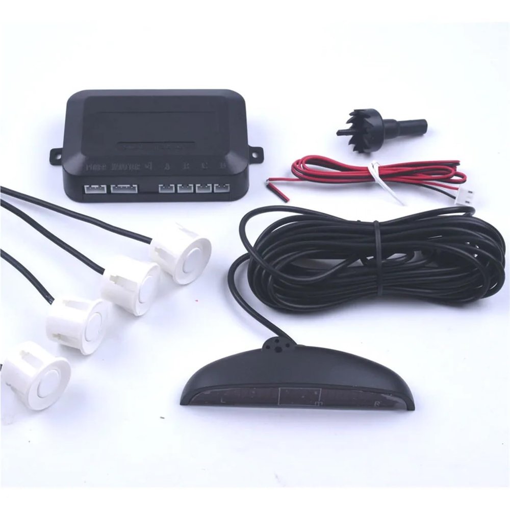 Car LED Parking Sensor 4 kit Display Reverse Backup Radar Monitor System Assistance Universal 7 Colors(White)