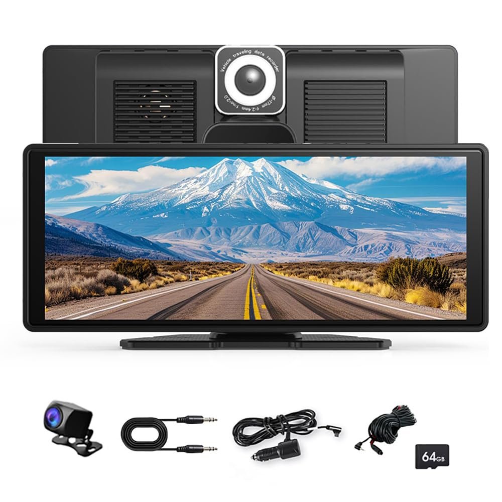 10.26" Car HD On-Dash Cameras System for Jeep Avenger Commander 2006-2025,Dash Cam Stereo Touch Screen IPS Touchscreen Carplay Android Auto Bluetooth GPS-64G