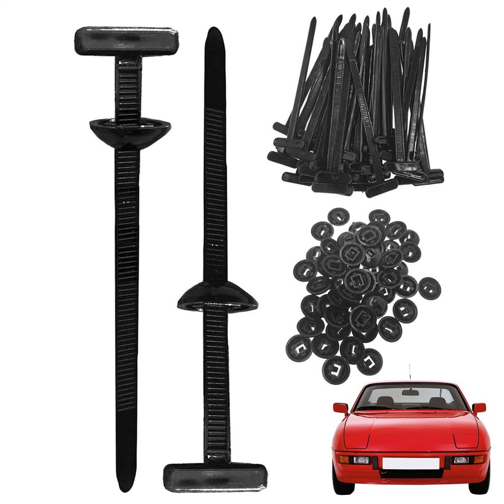 100 Pieces Nylon Universal Cable Tie Buckles,Nylon Zip Ties Clips with Buttoned,For Car Bumper Trunk Home Use