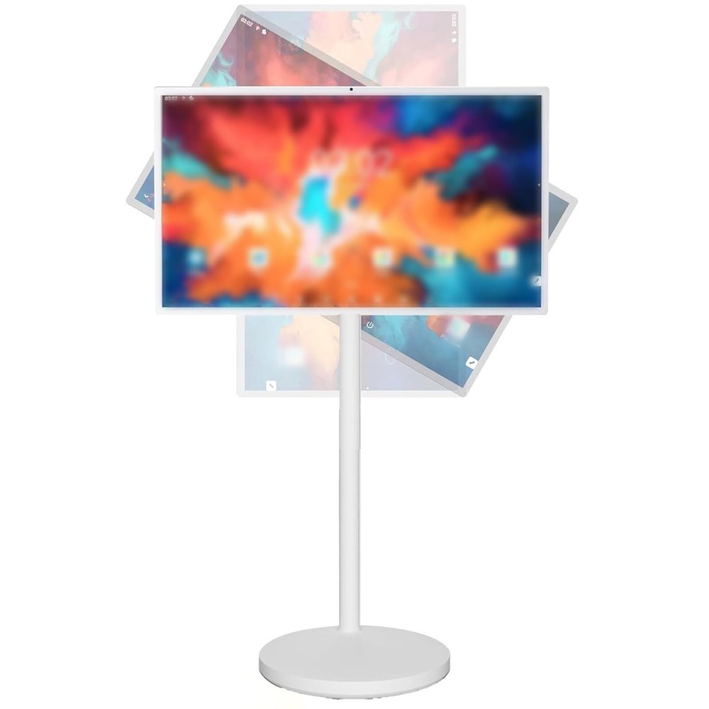 21.5-Inch Touchscreen TV Portable Smart Monitor 1080P FHD Rolling Stand 360 Swivel Wireless Cast for Entertainment Work(4+64G,27")