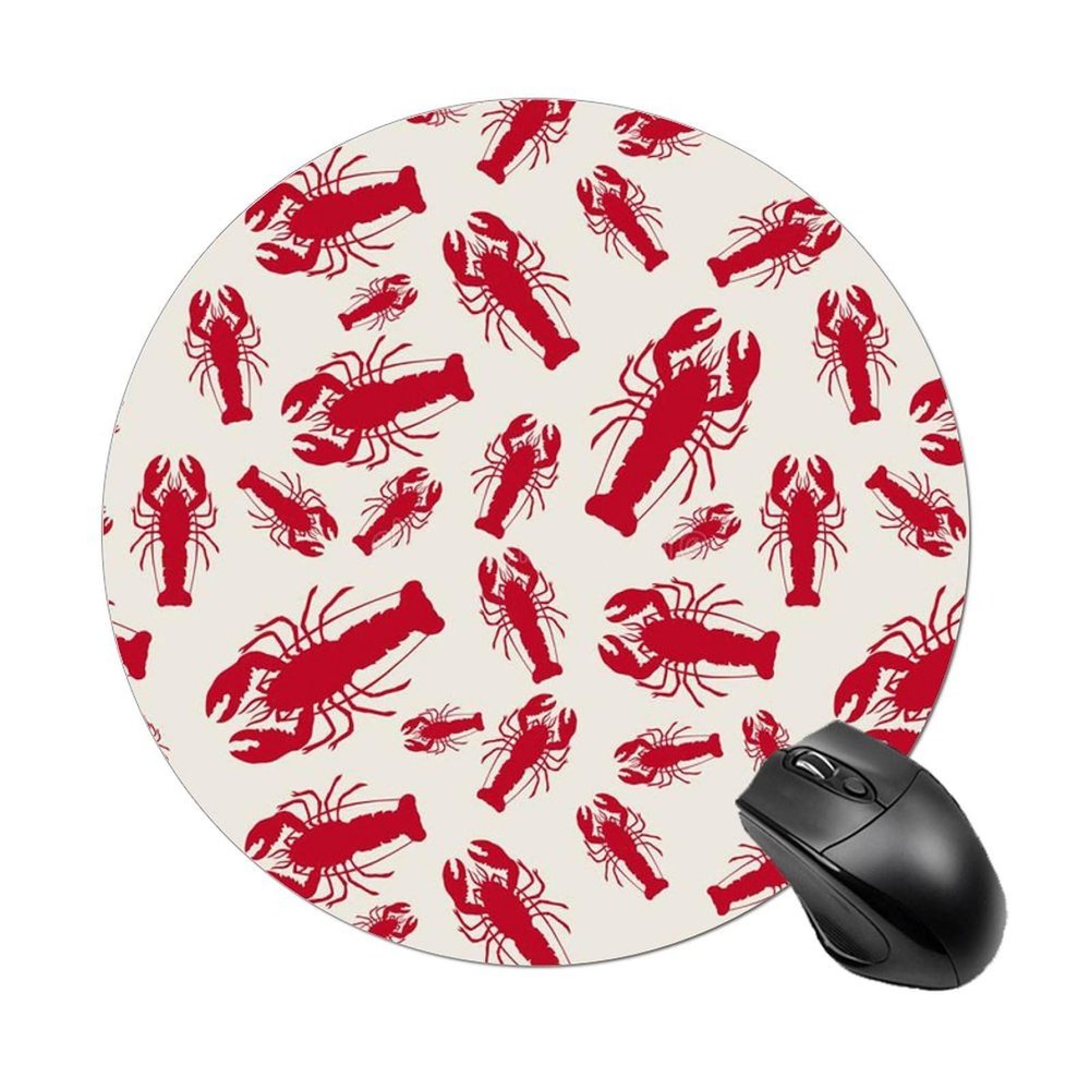 Red Lobster Mouse Pad Portable Round Computer Mouse Mat with Non-Slip Rubber Base Washable Cute Gaming Mousepad for Laptop, PC, Office & Home, 7.8 X 7.8 Inches