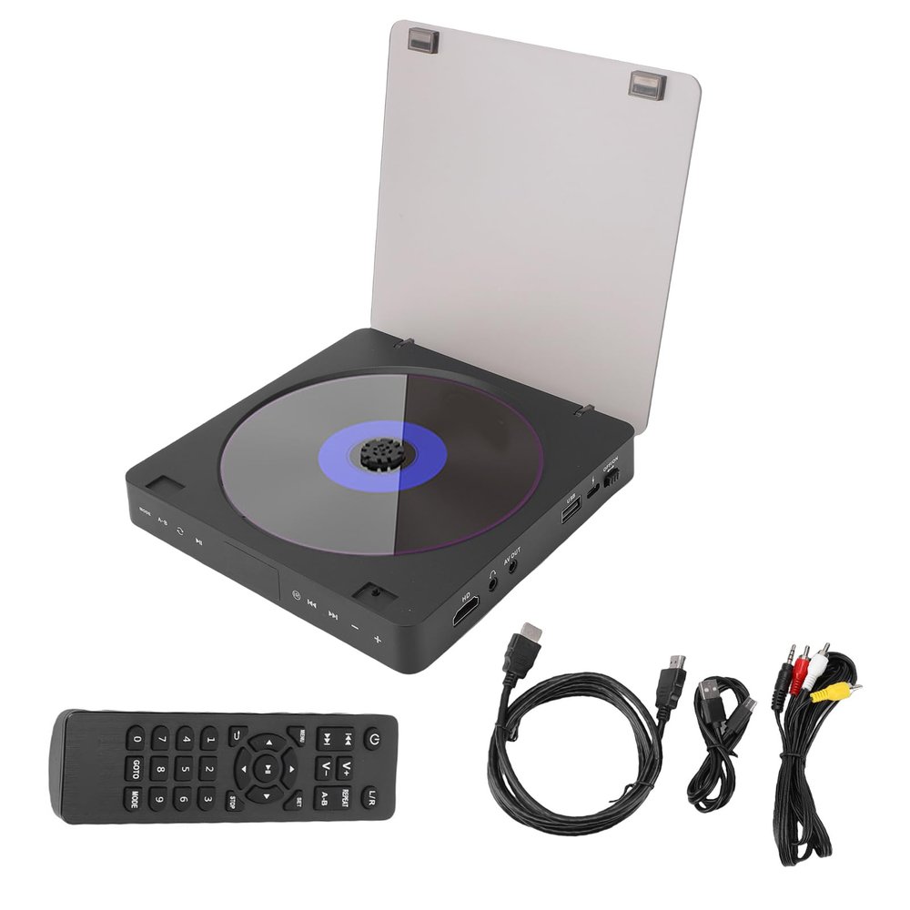 LICAEVEY All Region DVD Player with HDMI and AV Output, 1080P HD Multimedia Player with Remote for TV and Projector, Supports USB Playback and Quick Disc Loading
