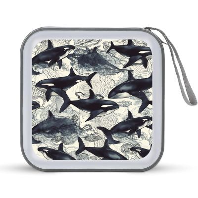 FekiLoot Killer Whale DVD Case Large Storage Disc Wallet Bag Portable CD Case Holder 40 Capacity Hard Plastic Disc Cases Storage Binder DVD Case Wallet for Car Home Office Travel