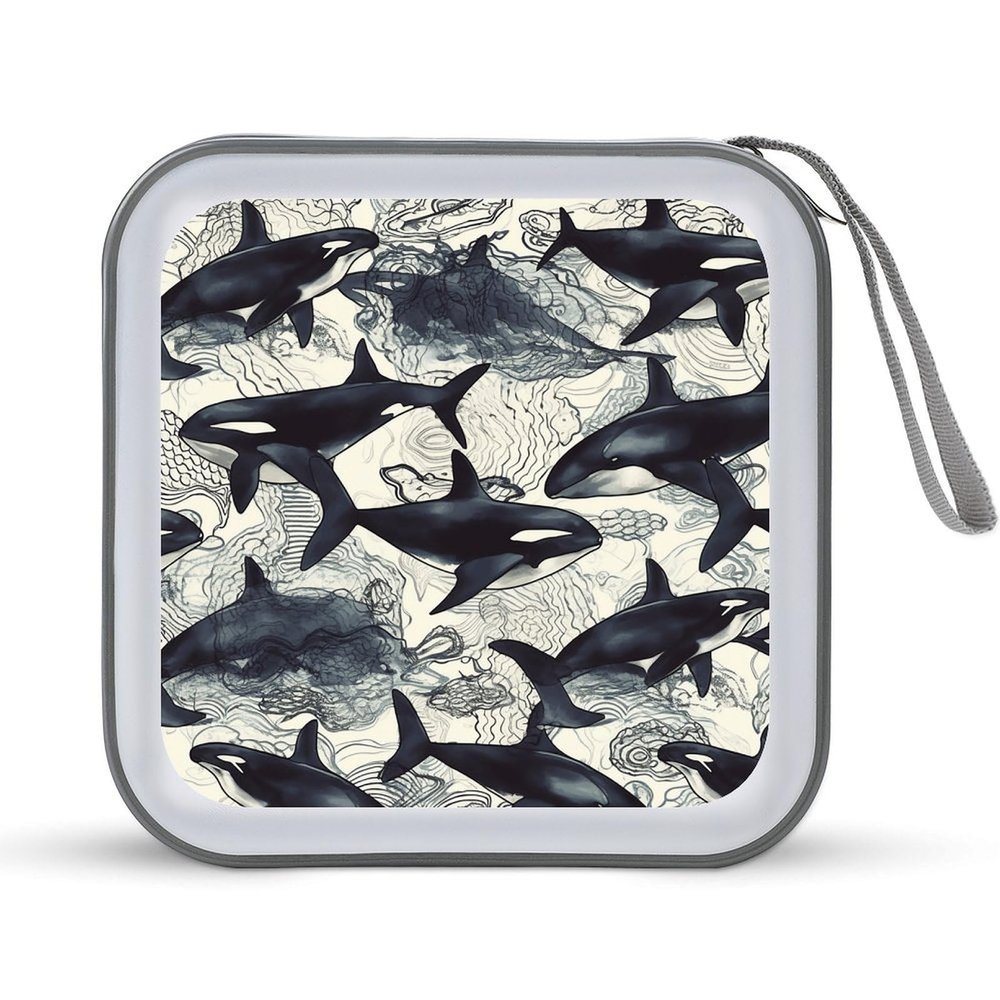 FekiLoot Killer Whale DVD Case Large Storage Disc Wallet Bag Portable CD Case Holder 40 Capacity Hard Plastic Disc Cases Storage Binder DVD Case Wallet for Car Home Office Travel