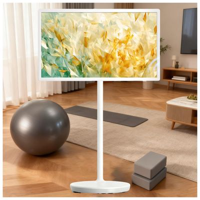 24"/27"/32" Portable TV with Wheels 4K UHD Touchscreen 360 Swivel for Car RV Outdoor(27in,8+128GB(1080P))