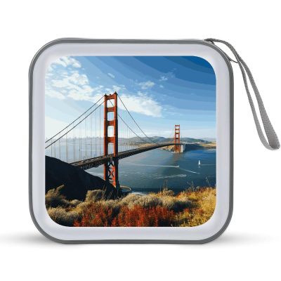FekiLoot San Francisco Golden Gate Bridge DVD Case Large Storage Disc Wallet Bag Portable CD Case Holder 40 Capacity Hard Plastic Disc Cases Storage Binder DVD Case Wallet for Car Home Office Travel