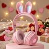 KERHAND Bluetooth Noise Cancelling Headphones for Kids,Foldable Cat Headphones with LED Light Up Ear,Cat Ear Headphones for Toddler with Microphone/TF Card,Kids Bluetooth Headphones (Rabbit Pink) view 1