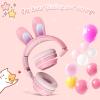 KERHAND Bluetooth Noise Cancelling Headphones for Kids,Foldable Cat Headphones with LED Light Up Ear,Cat Ear Headphones for Toddler with Microphone/TF Card,Kids Bluetooth Headphones (Rabbit Pink) view 3