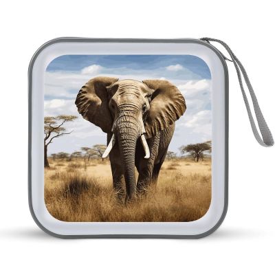 BTCOWZRV Elephant CD Case 40 Capacity Hard Plastic DVD Case Portable Zipper CD Cases Holder Large Storage Disc Wallet Bag DVD Disc Cases Storage Binder Home Travel