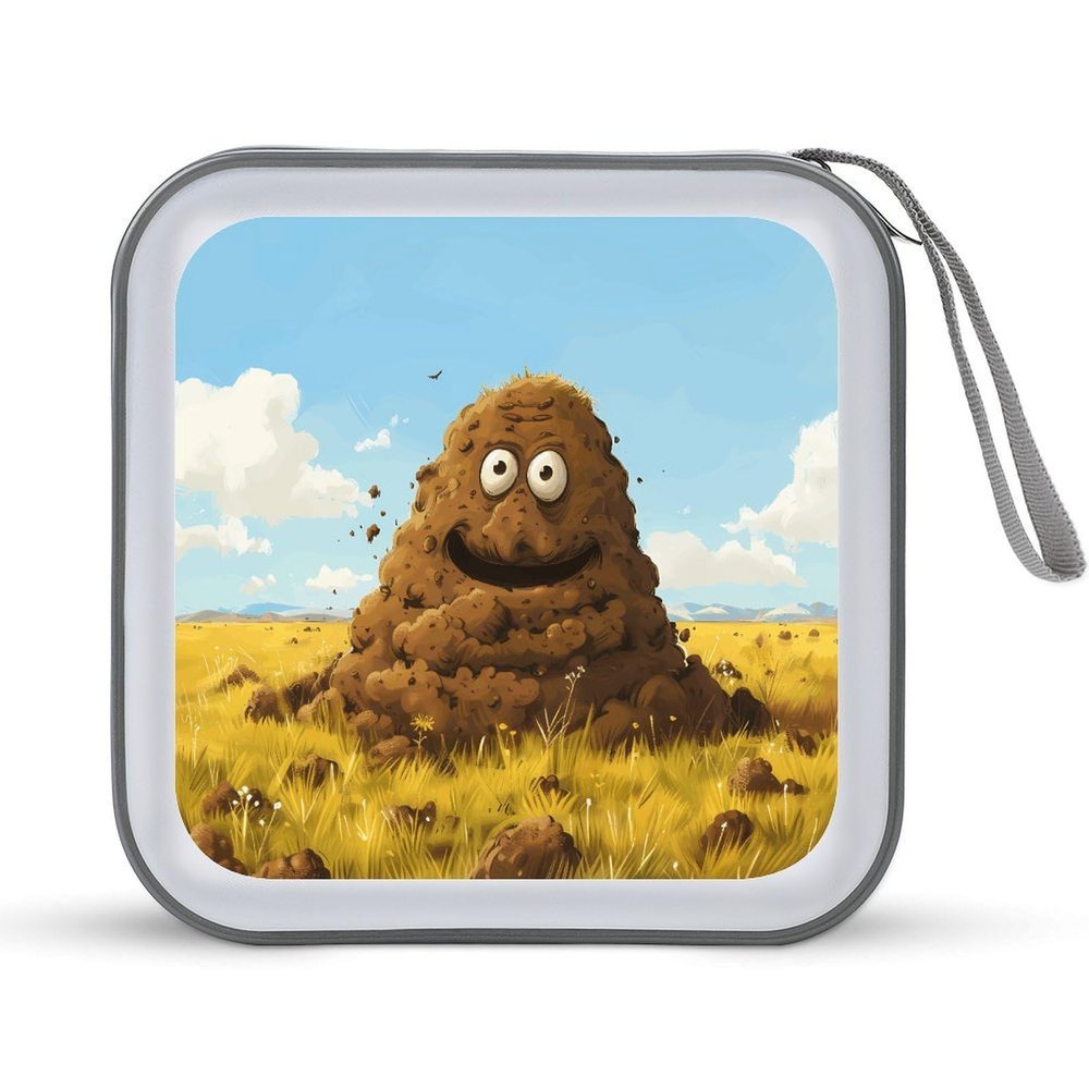 BTCOWZRV Funny Poop CD Case 40 Capacity Hard Plastic DVD Case Portable Zipper CD Cases Holder Large Storage Disc Wallet Bag DVD Disc Cases Storage Binder Home Travel