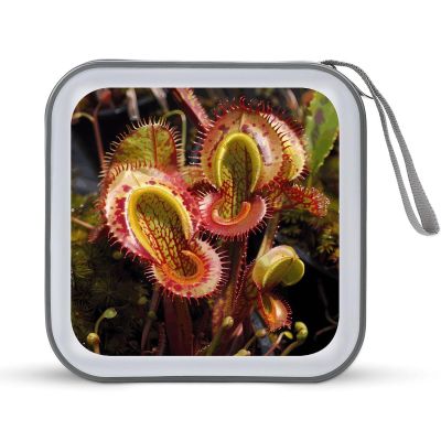 BTCOWZRV Carnivorous Plant CD Case 40 Capacity Hard Plastic DVD Case Portable Zipper CD Cases Holder Large Storage Disc Wallet Bag DVD Disc Cases Storage Binder Home Travel