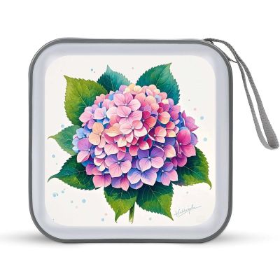 FekiLoot Watercolor Hydrangea DVD Case Large Storage Disc Wallet Bag Portable CD Case Holder 40 Capacity Hard Plastic Disc Cases Storage Binder DVD Case Wallet for Car Home Office Travel